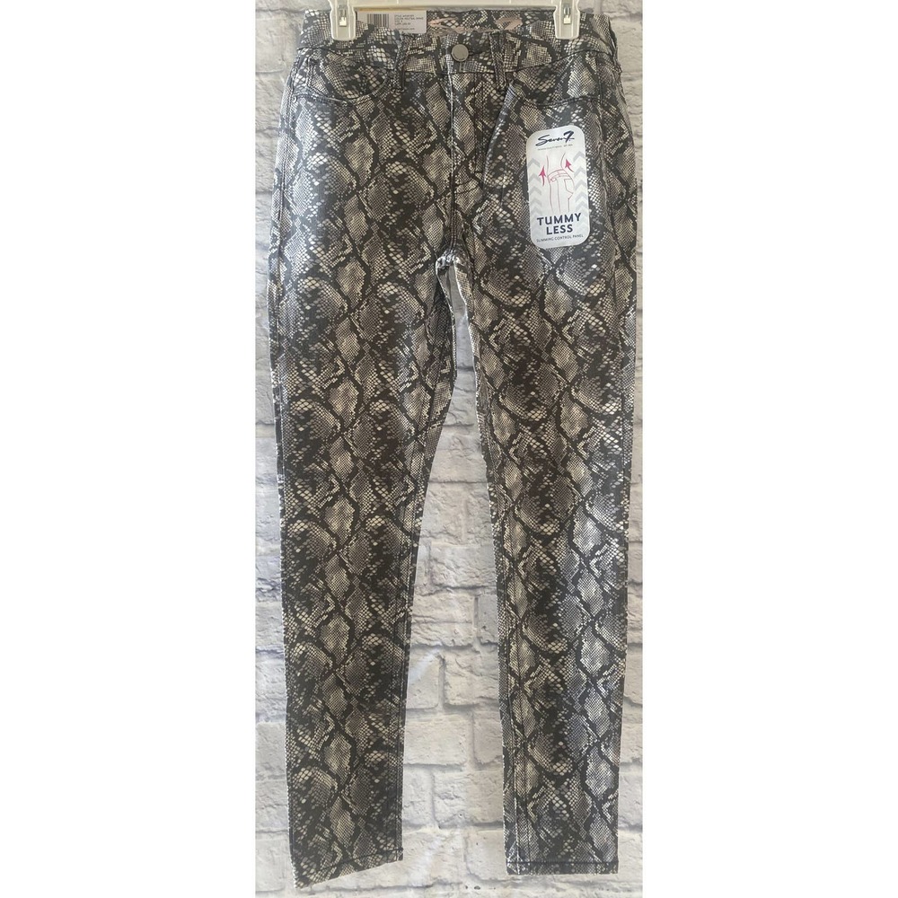 Women's Seven7 Tummyless High Rise Skinny Neutral Snake Pants Size 10 Slimming